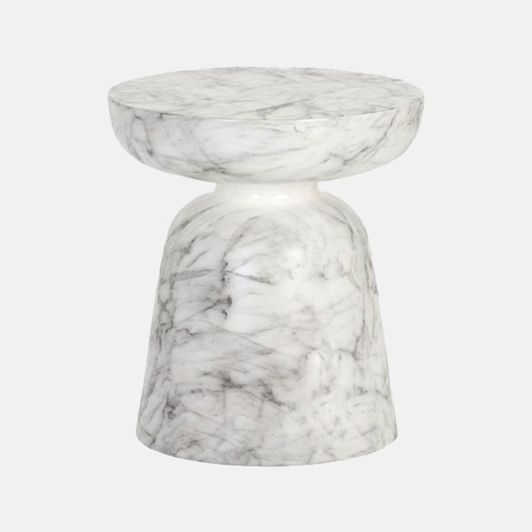 MOKI TALL SIDE TABLE - WHITE MARBLE
